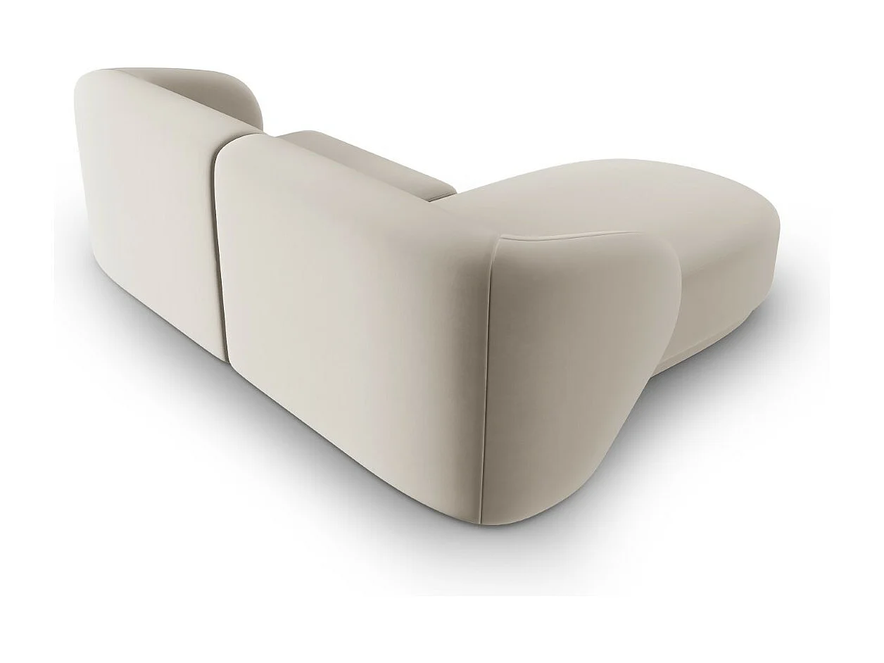 CXL by Christian Lacroix - Canapé d'angle gauche modulable "Lionel" 3 places en velours beige - 188x155x74cm