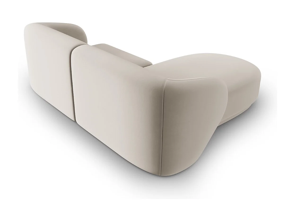 CXL by Christian Lacroix - Canapé d'angle gauche modulable "Lionel" 3 places en velours beige - 188x155x74cm