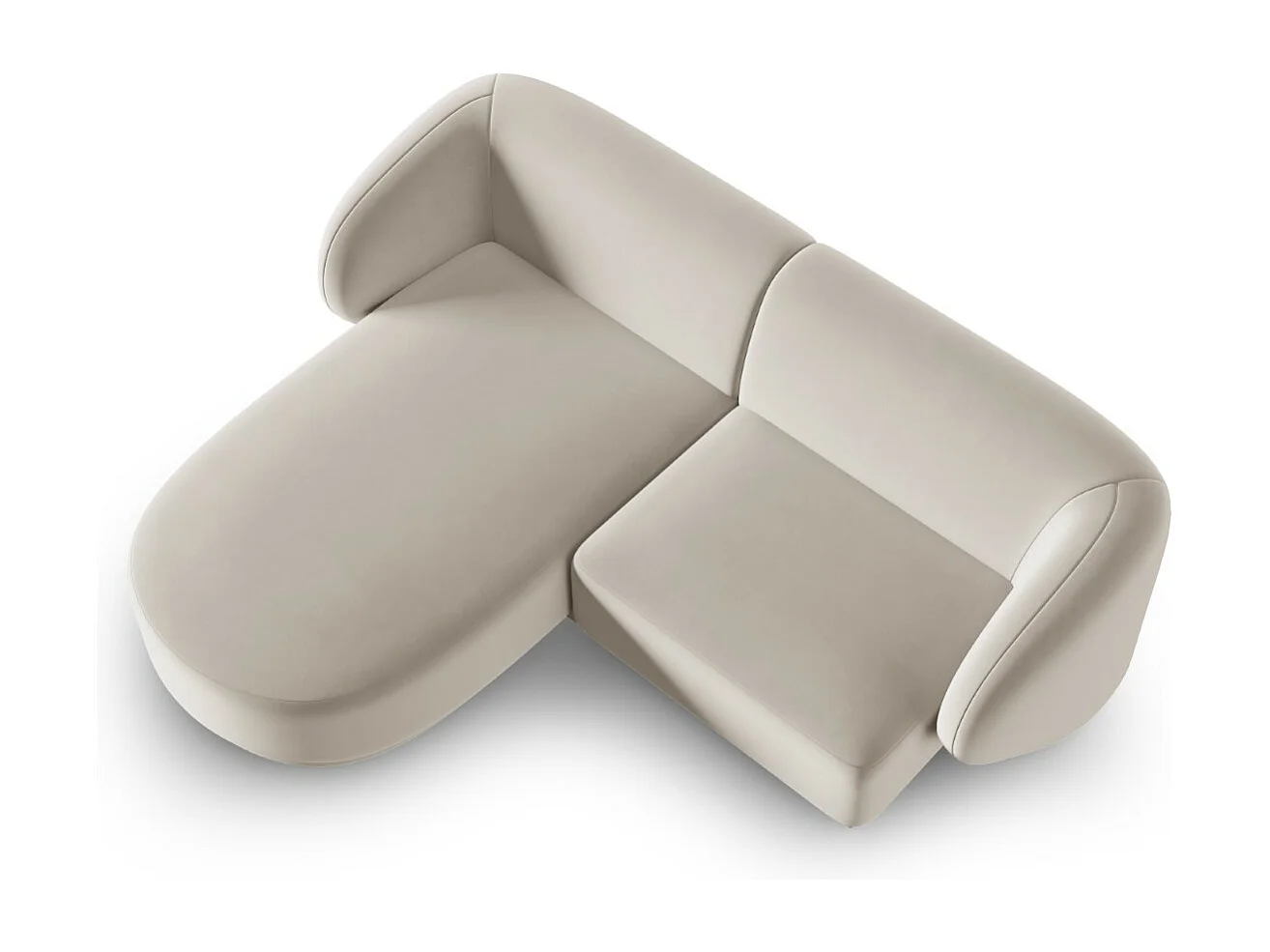 CXL by Christian Lacroix - Canapé d'angle gauche modulable "Lionel" 3 places en velours beige - 188x155x74cm