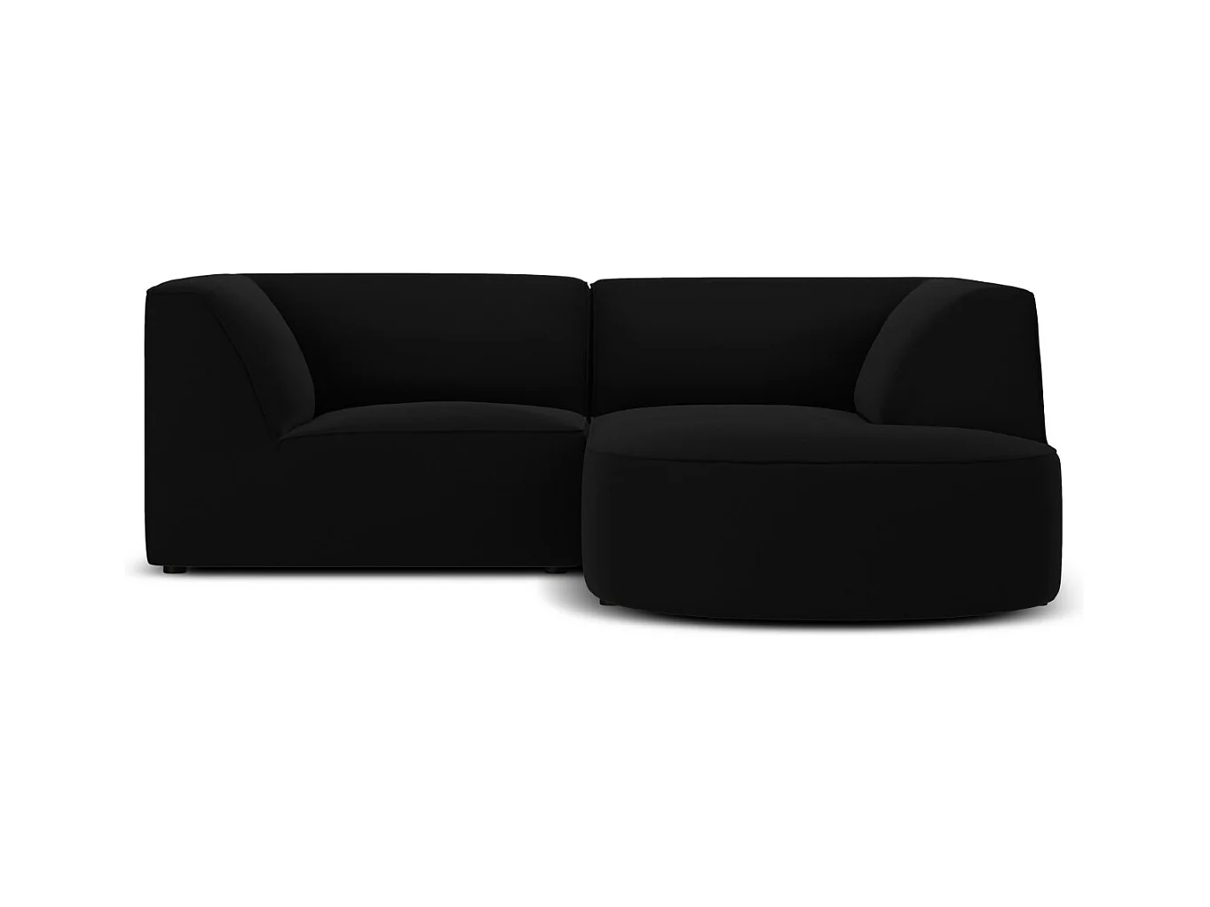 CXL by Christian Lacroix - Canapé d'angle droit "Charles" 3 places en velours noir - 186x180x69cm
