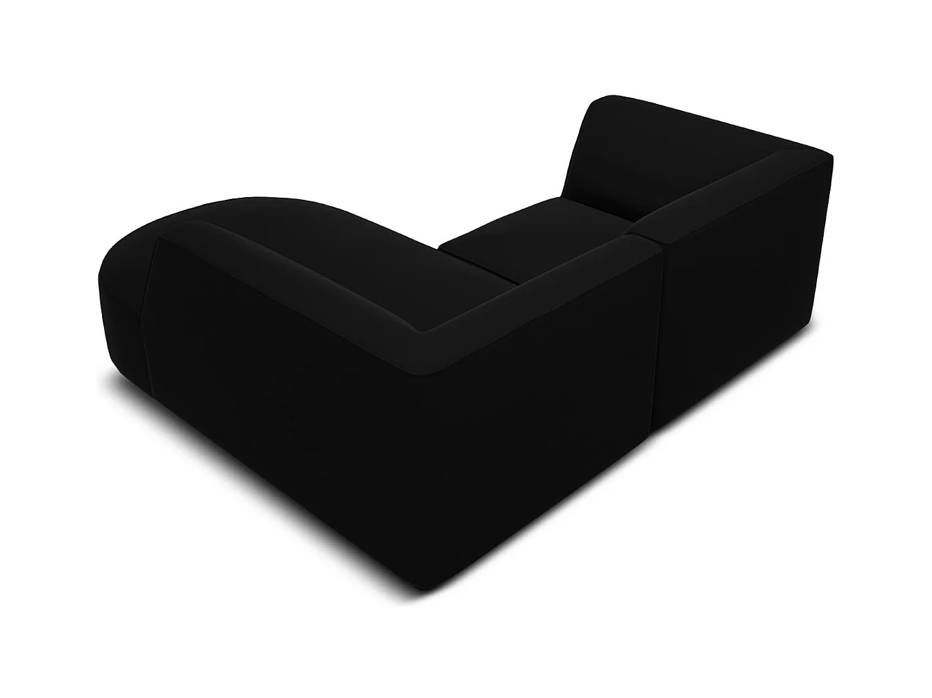 CXL by Christian Lacroix - Canapé d'angle droit "Charles" 3 places en velours noir - 186x180x69cm