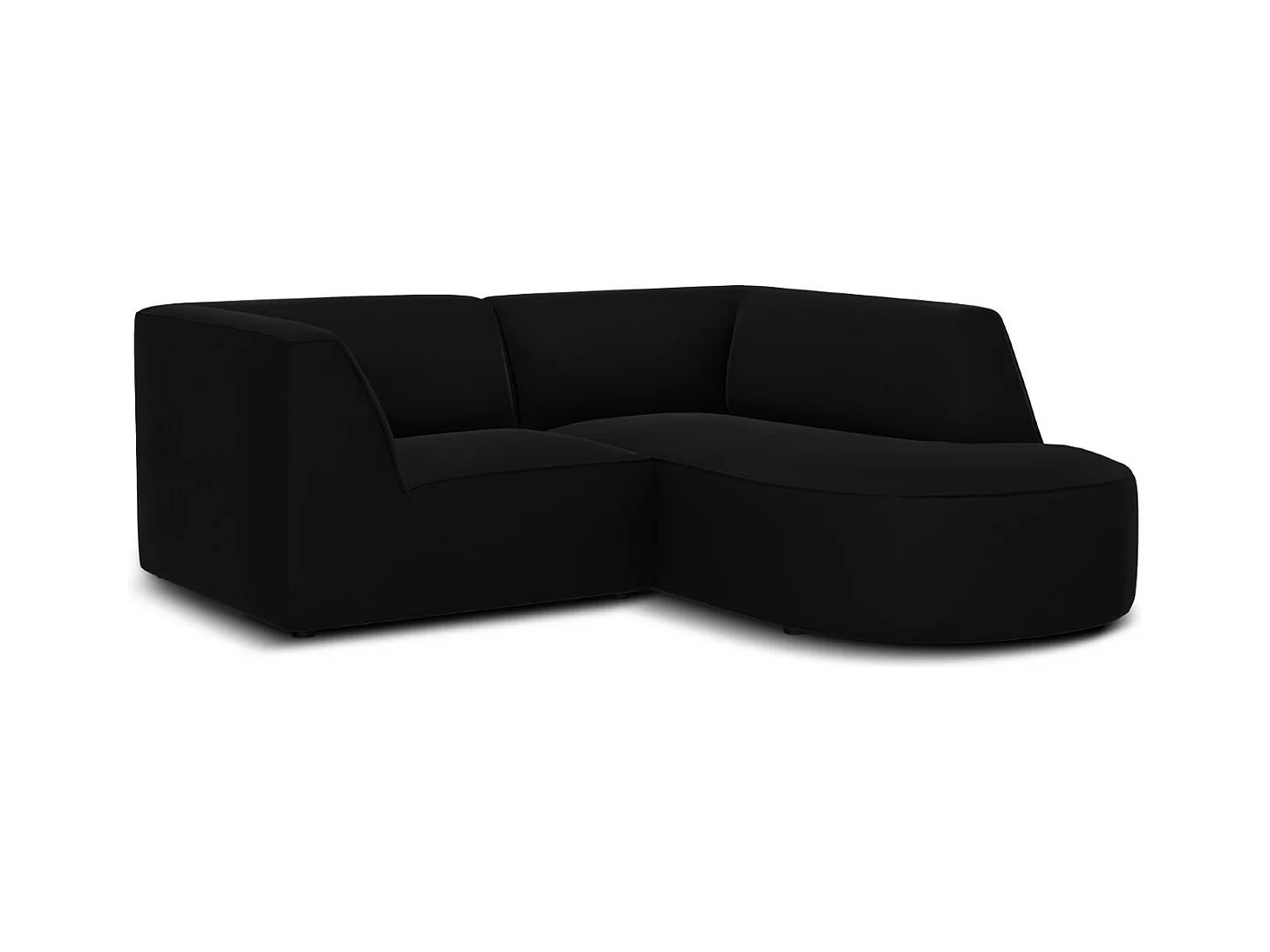 CXL by Christian Lacroix - Canapé d'angle droit "Charles" 3 places en velours noir - 186x180x69cm