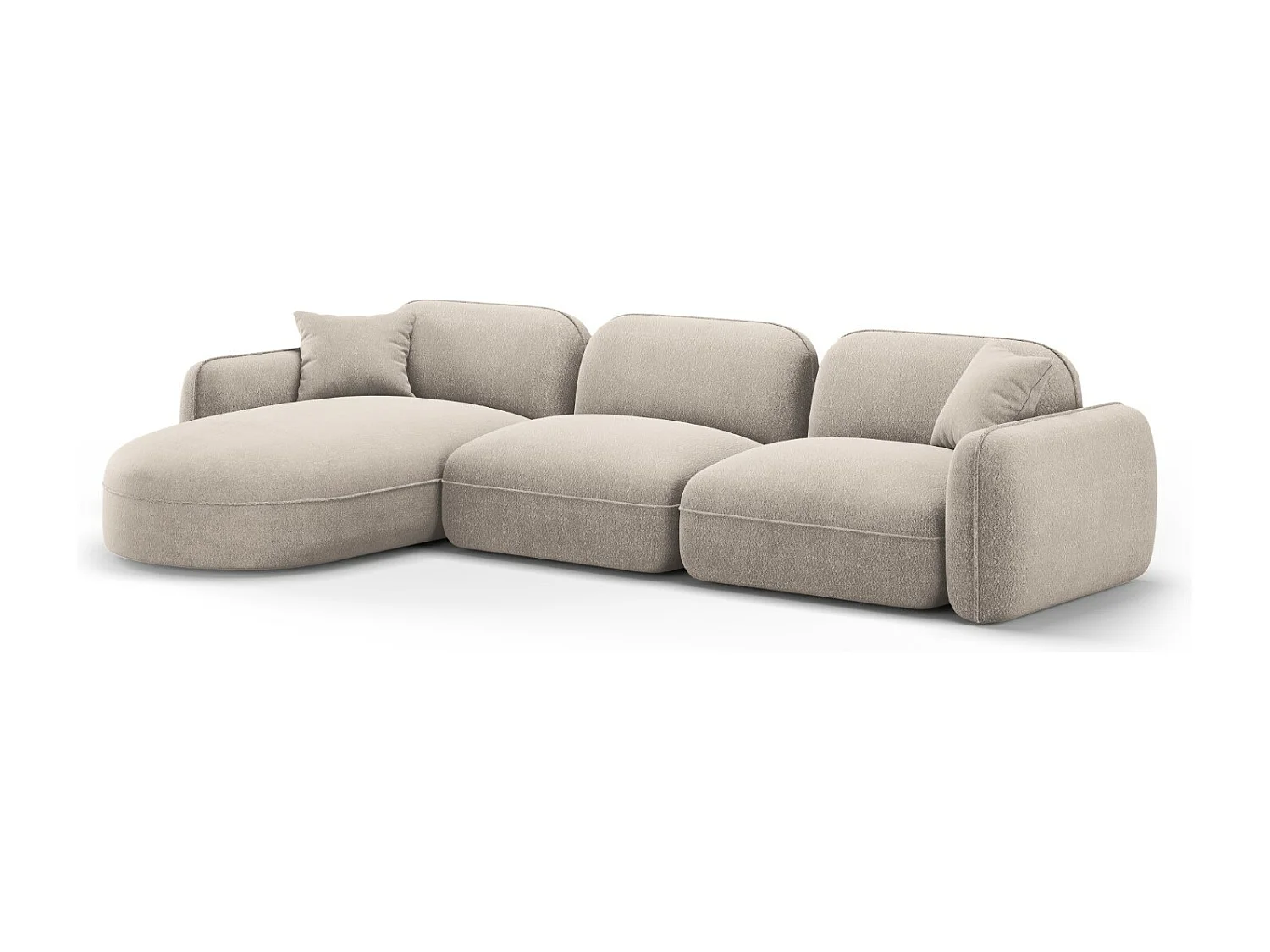 CXL by Christian Lacroix - Divano angolare modulare sinistro "Lucien" 4 posti in velluto beige scuro - 320x165x70cm