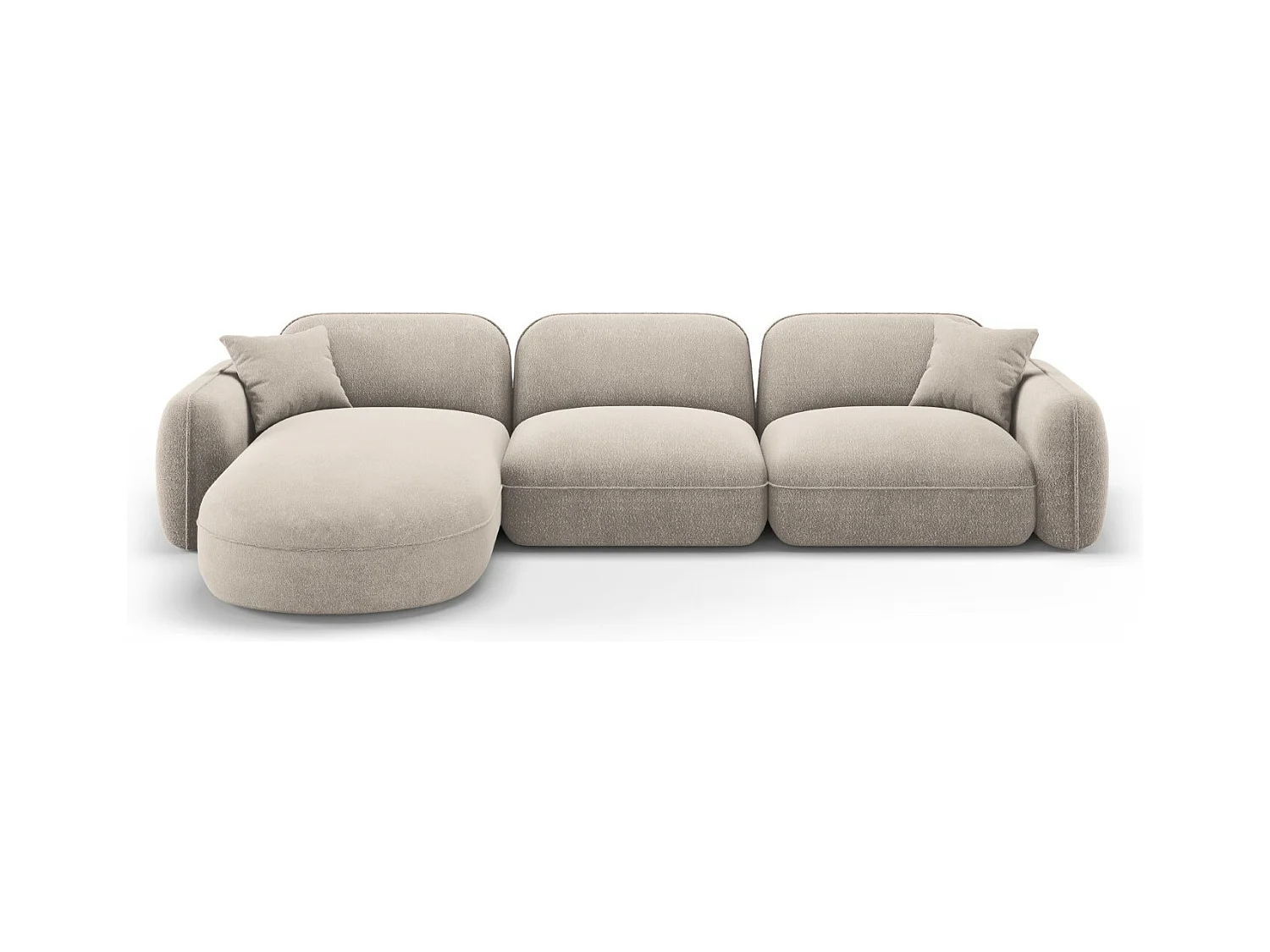 CXL by Christian Lacroix - Modulaire hoekbank links "Lucien" 4 zitplaatsen, Flueel, Donkerbeige - 320x165x70cm