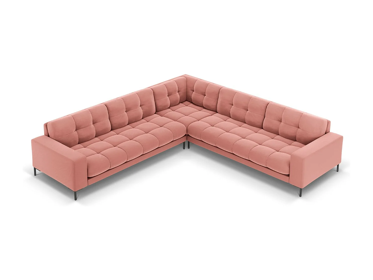 Cosmopolitan Design - Canapé d'angle symétrique "Bali" 6 places en velours rose - 256x256x75cm
