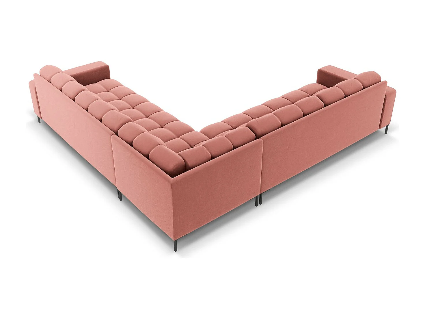 Cosmopolitan Design - Canapé d'angle symétrique "Bali" 6 places en velours rose - 256x256x75cm