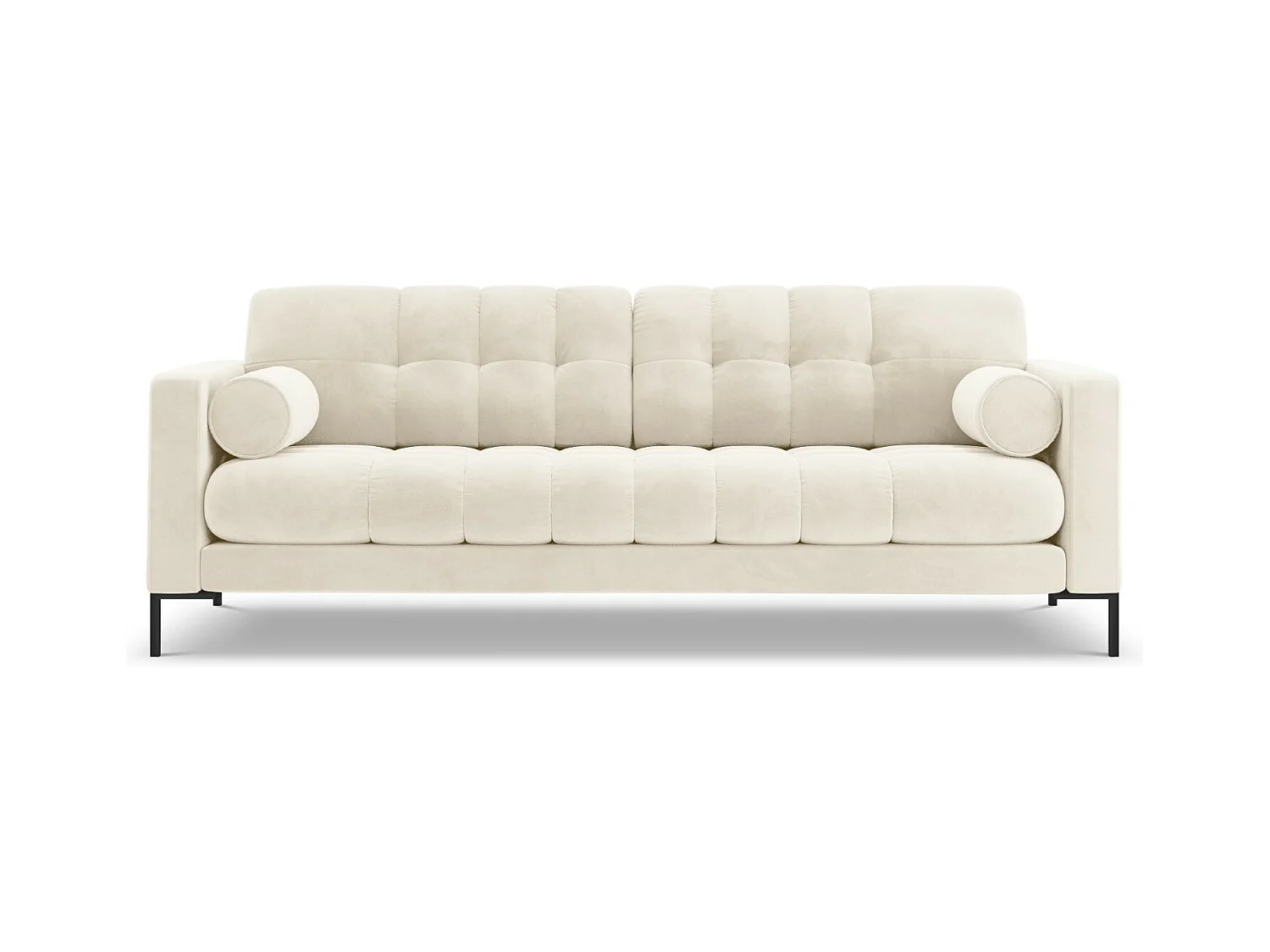 Cosmopolitan Design - Bank "Bali" 4 zitplaatsen, Flueel, Lichtbeige - 217x92x75cm