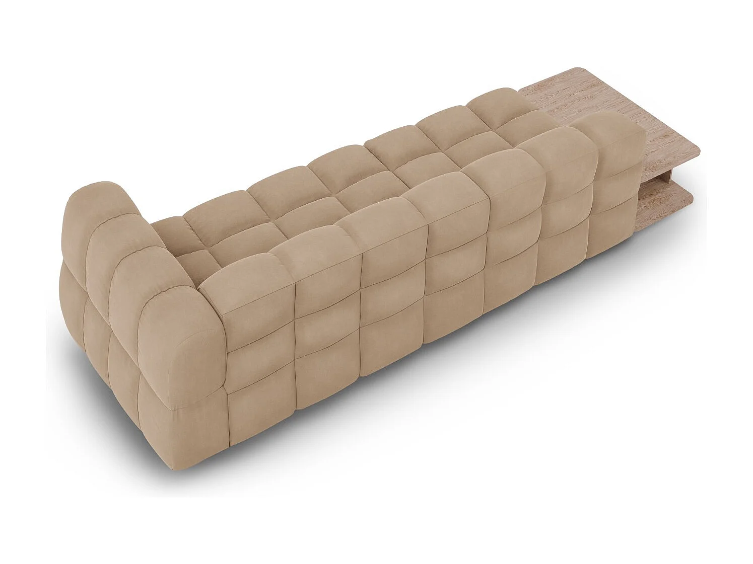 Cosmopolitan Design - Linker modulaire bank "Sky" 4 zitplaatsen, Flueel, Zand - 297x102x75cm