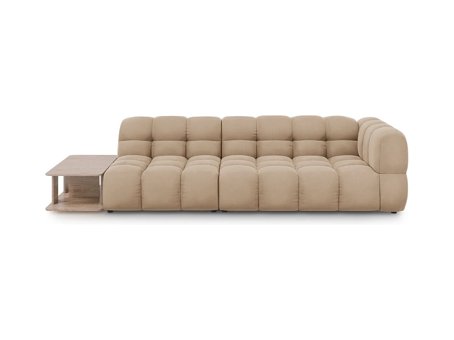 Cosmopolitan Design - Linker modulaire bank "Sky" 4 zitplaatsen, Flueel, Zand - 297x102x75cm