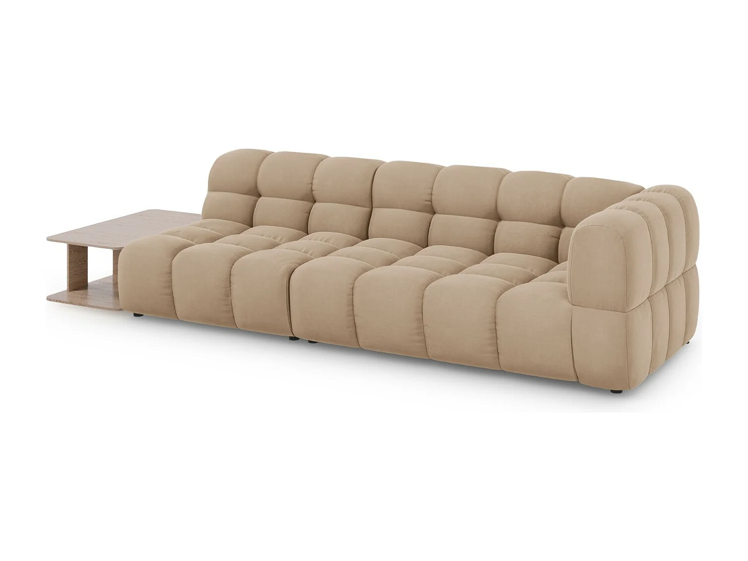 Cosmopolitan Design - Sofá modular virado para a esquerda "Sky" 4 lugares em veludo areia - 297x102x75cm