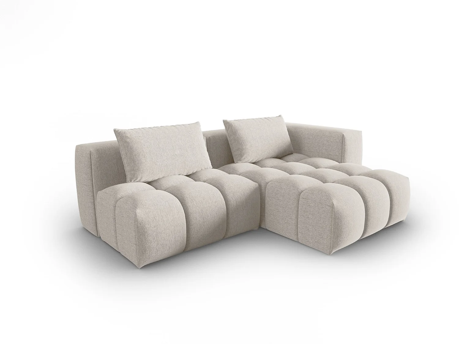 CXL by Christian Lacroix - Sofá modular de canto direito "Lorella" 3 lugares em tecido estrutural bege - 205x145x70cm