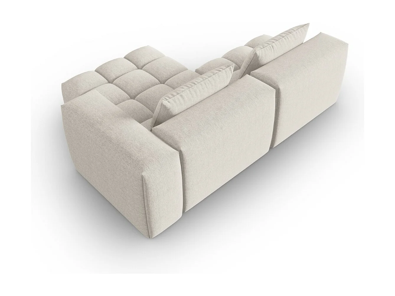 CXL by Christian Lacroix - Sofá modular de canto direito "Lorella" 3 lugares em tecido estrutural bege - 205x145x70cm