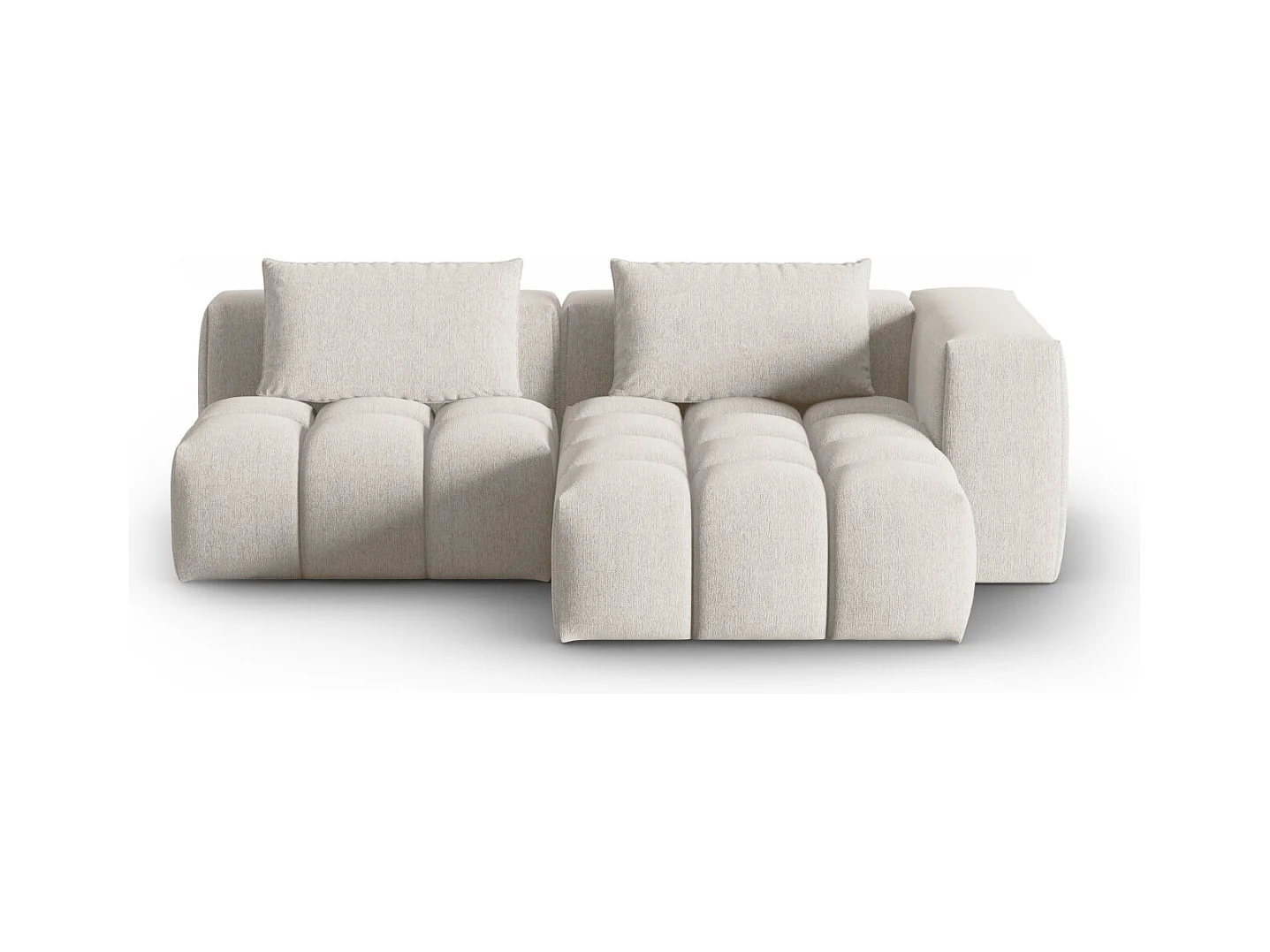 CXL by Christian Lacroix - Canapé d'angle droit modulable "Lorella" 3 places en tissu structurel beige - 205x145x70cm