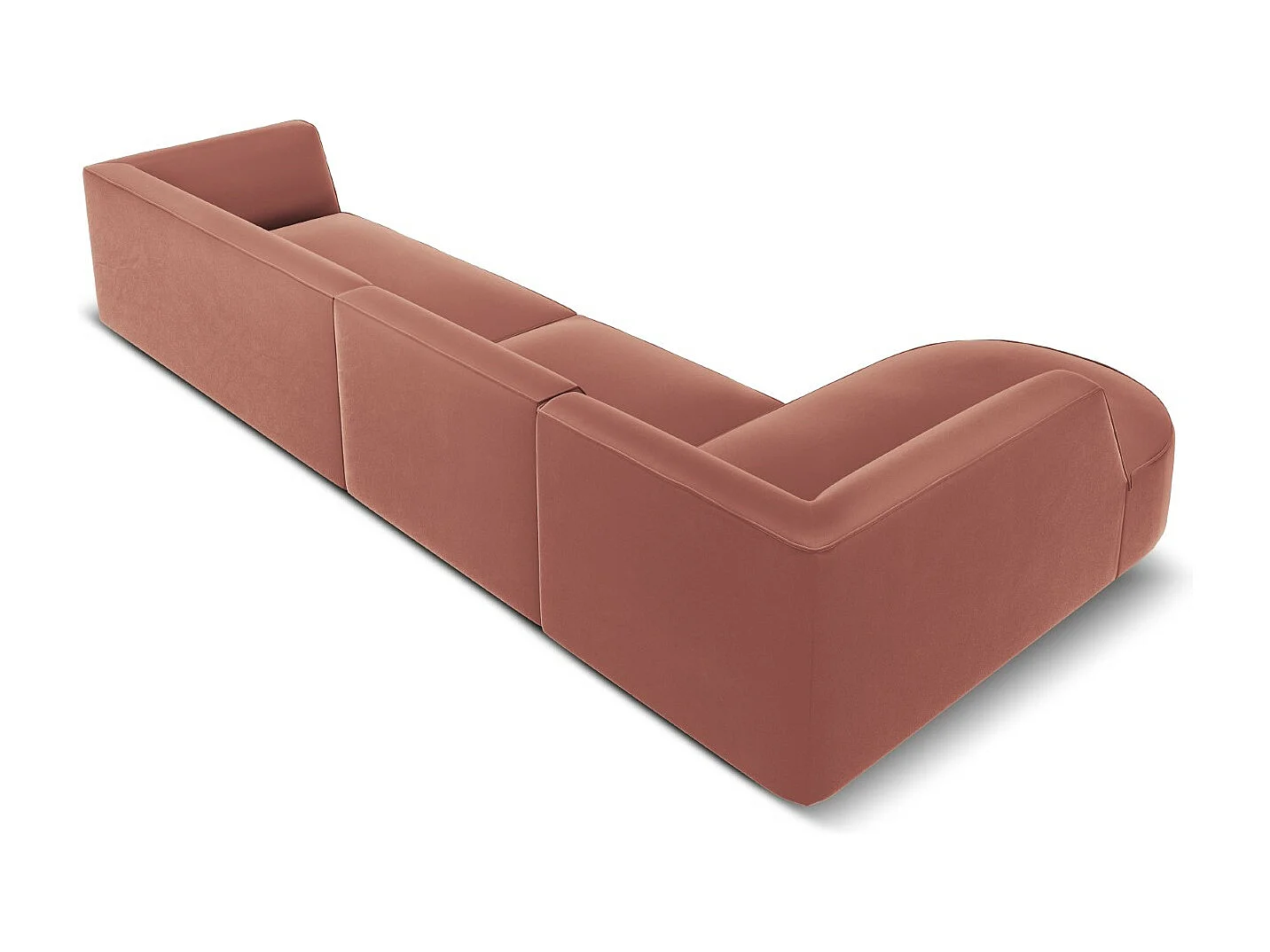 CXL by Christian Lacroix - Sofá de canto esquerdo "Charles" 5 lugares em veludo rosa - 366x180x69cm