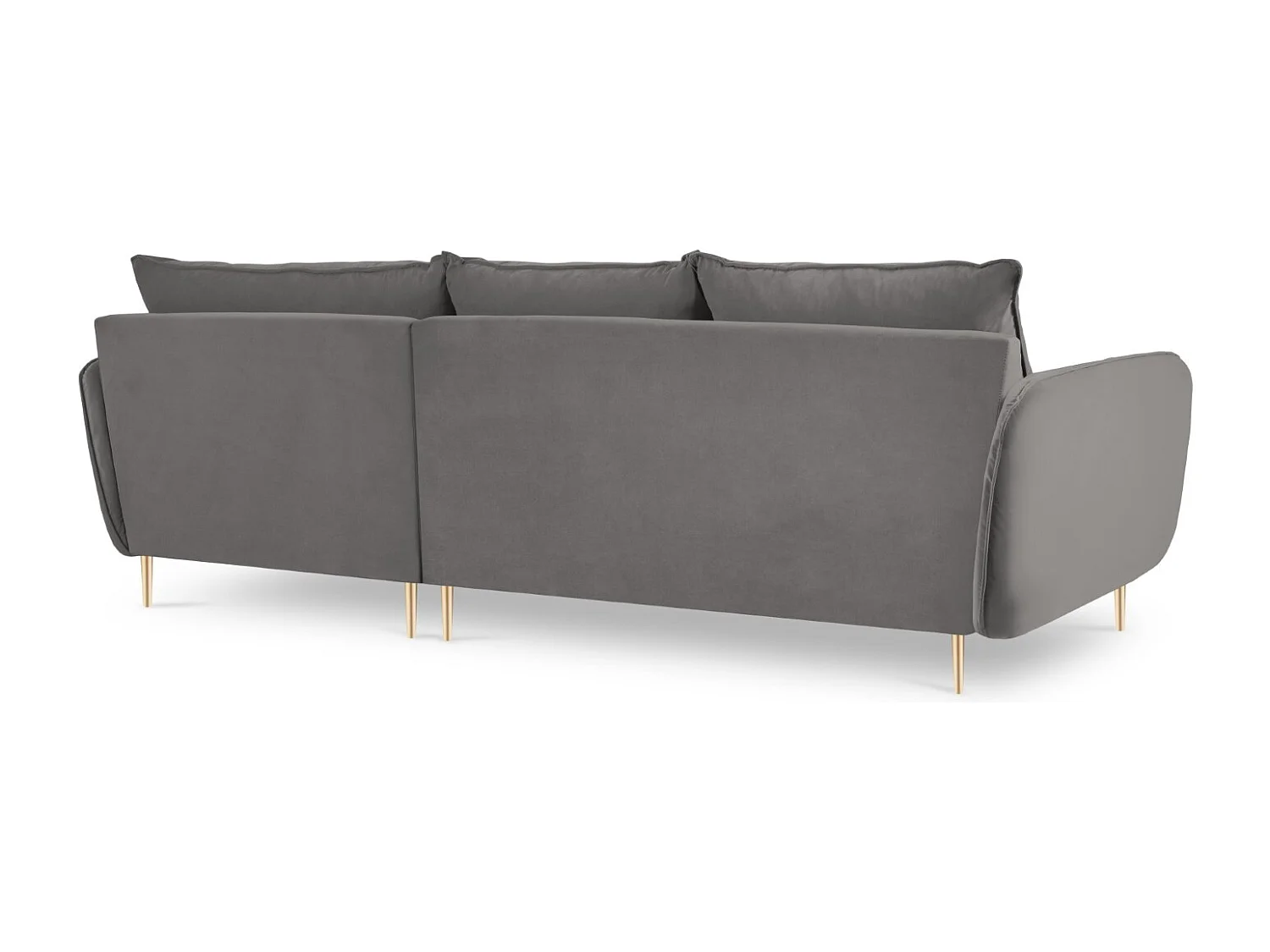 Cosmopolitan Design - Divano angolare destro "Vienna" 5 posti in velluto grigio chiaro - 255x170x95cm