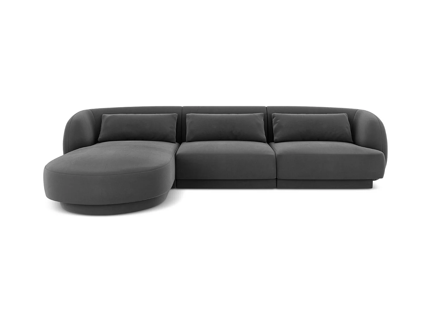 Cosmopolitan Design - Linker hoekbank "Tulum" 4 zitplaatsen, Flueel, Grijs - 255x156x70cm