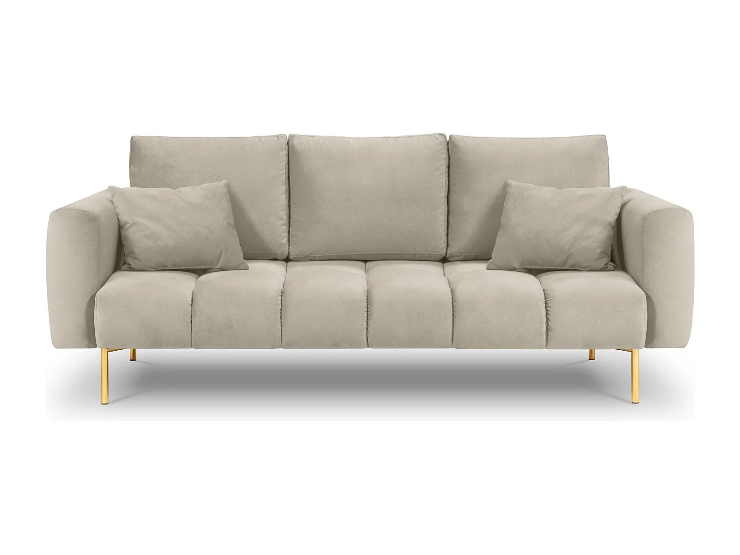 Cosmopolitan Design - Bank "Hastings" 3 zitplaatsen, Flueel, Beige - 220x97x75cm