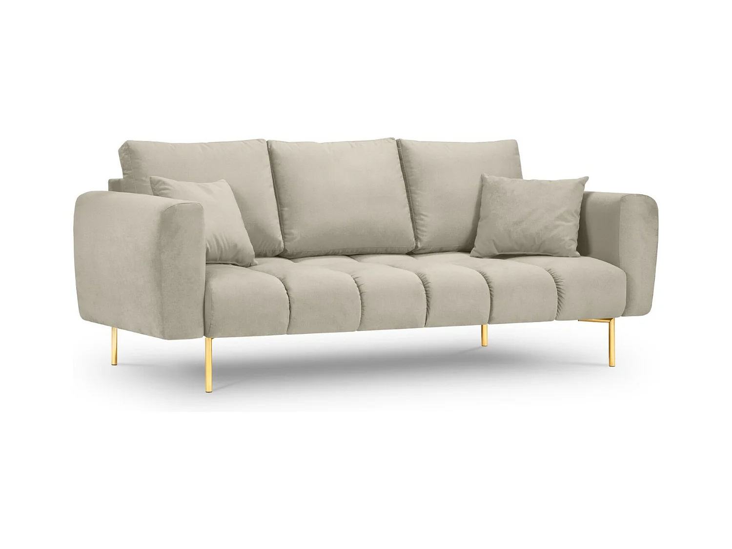 Cosmopolitan Design - Sofá "Hastings" 3 lugares em veludo bege - 220x97x75cm