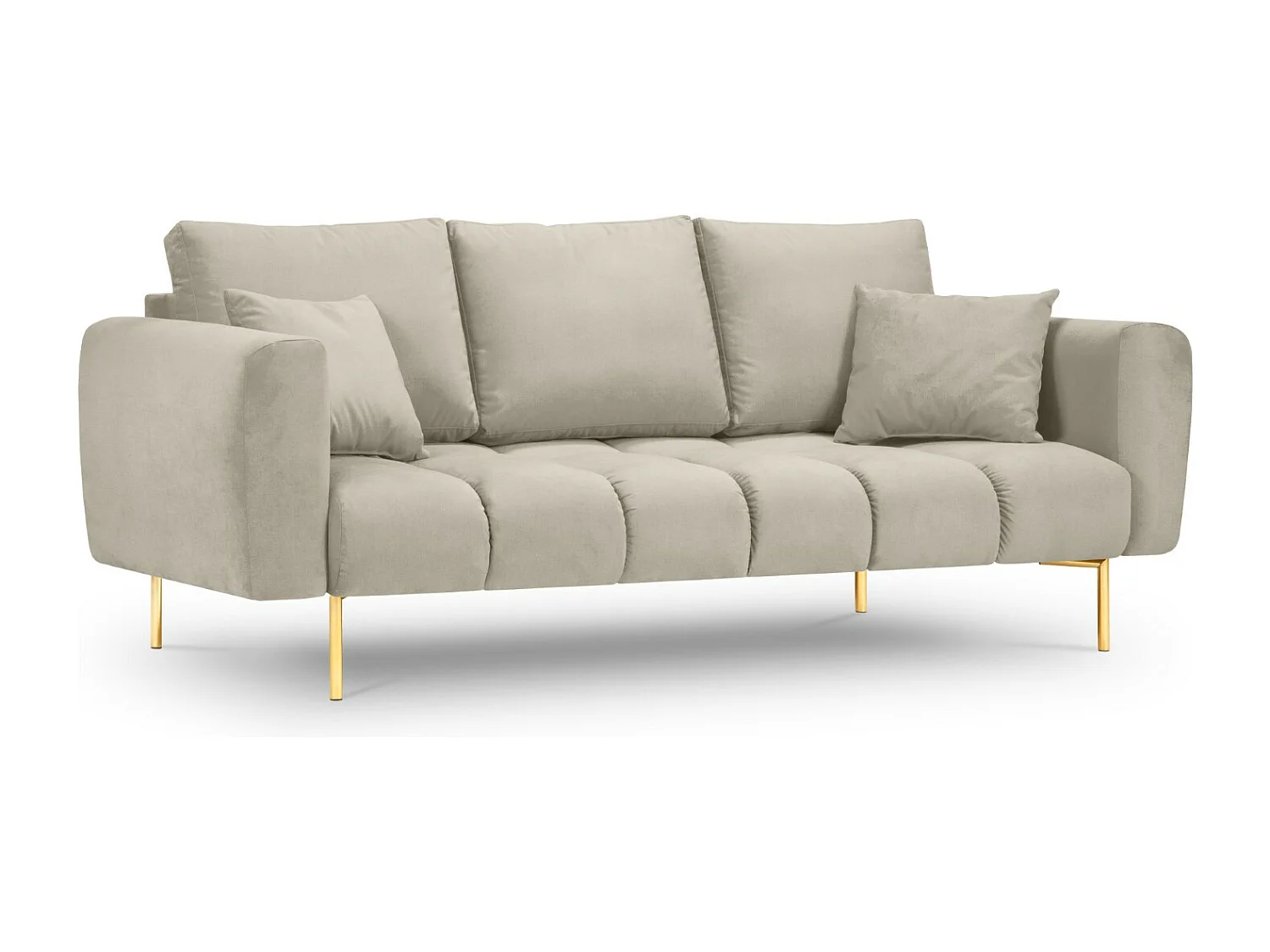 Cosmopolitan Design - Sofá "Hastings" 3 lugares em veludo bege - 220x97x75cm