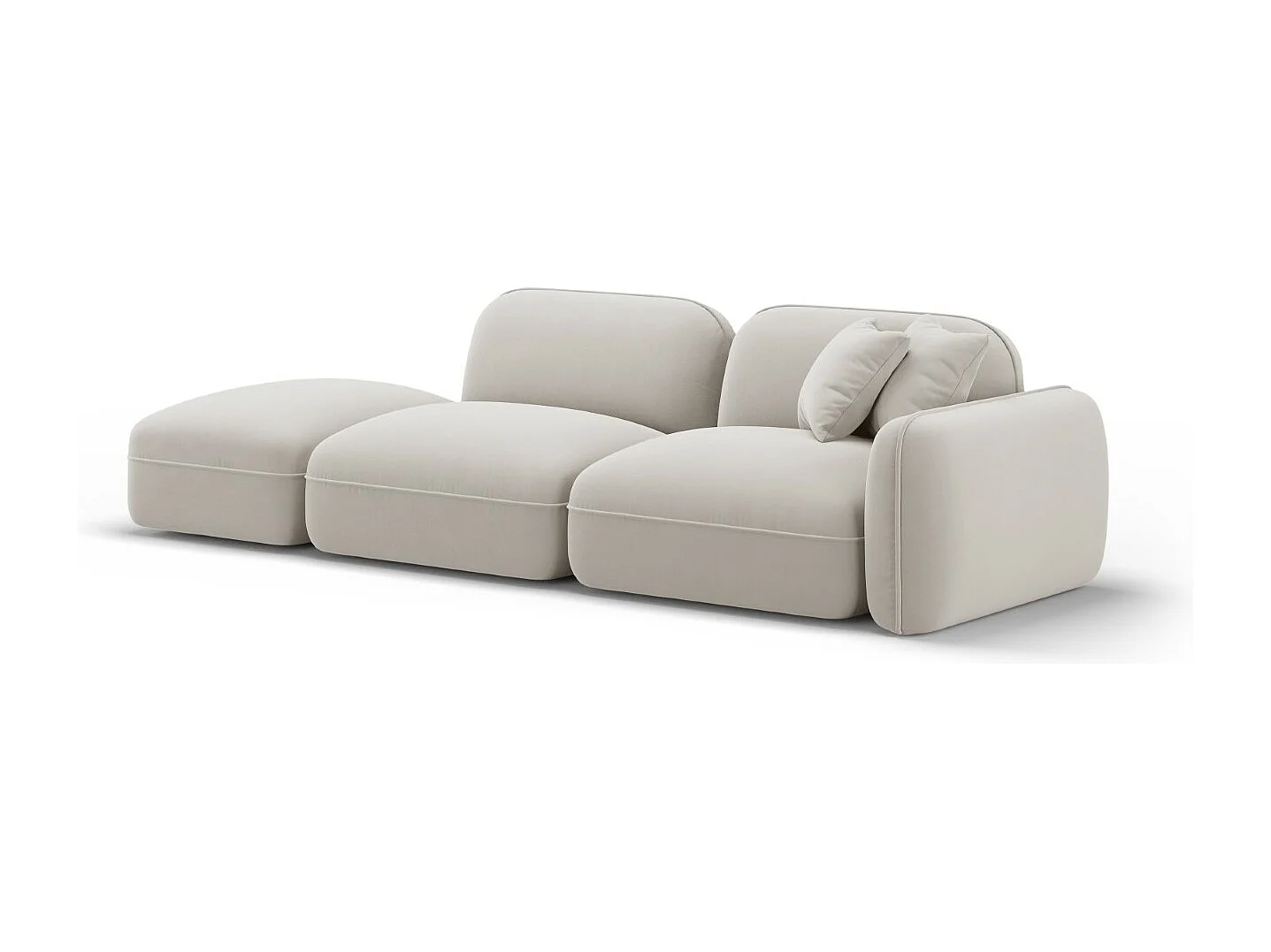 CXL by Christian Lacroix - Canapé modulable gauche "Lucien" 3 places en velours beige clair - 295x90x70cm