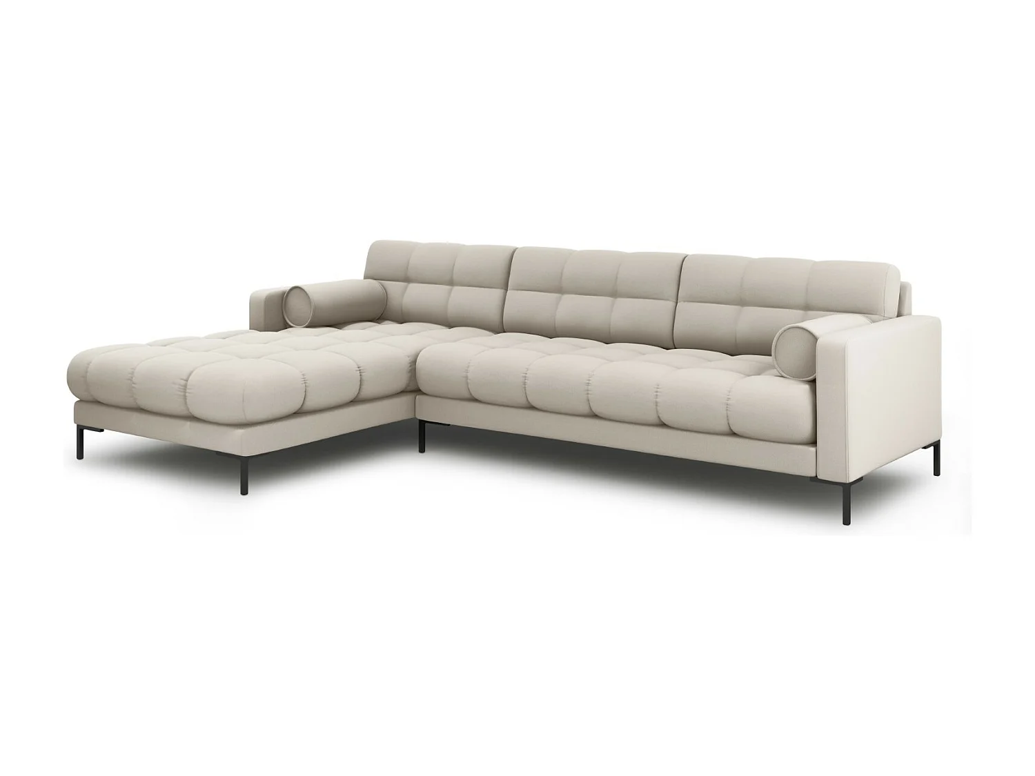 Cosmopolitan Design - Linker hoekbank "Bali" 5 zitplaatsen, Structurele stof, Beige - 293x185x75cm