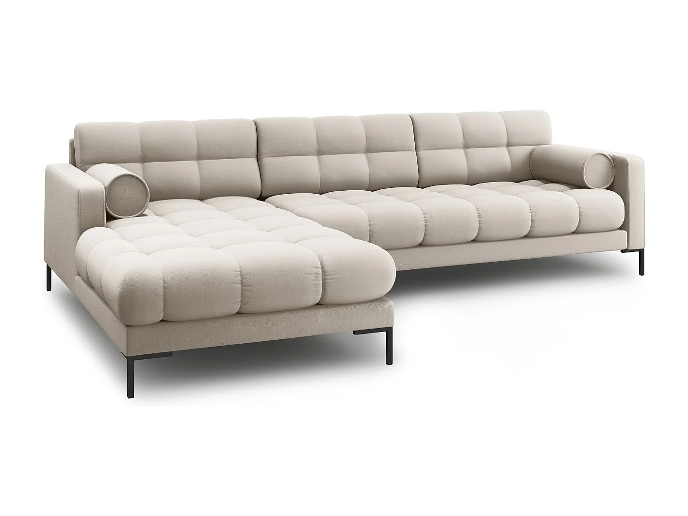 Cosmopolitan Design - Linker hoekbank "Bali" 5 zitplaatsen, Structurele stof, Beige - 293x185x75cm