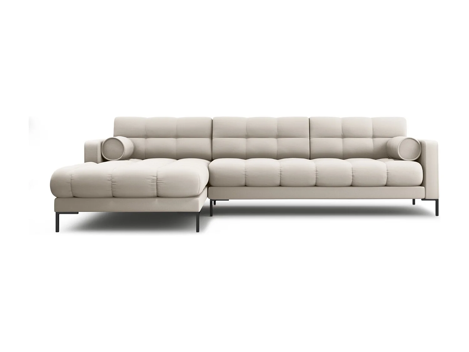 Cosmopolitan Design - Canapé d'angle gauche "Bali" 5 places en tissu structurel beige - 293x185x75cm