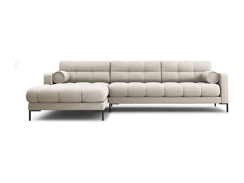Cosmopolitan Design - Canapé d'angle gauche "Bali" 5 places en tissu structurel beige - 293x185x75cm