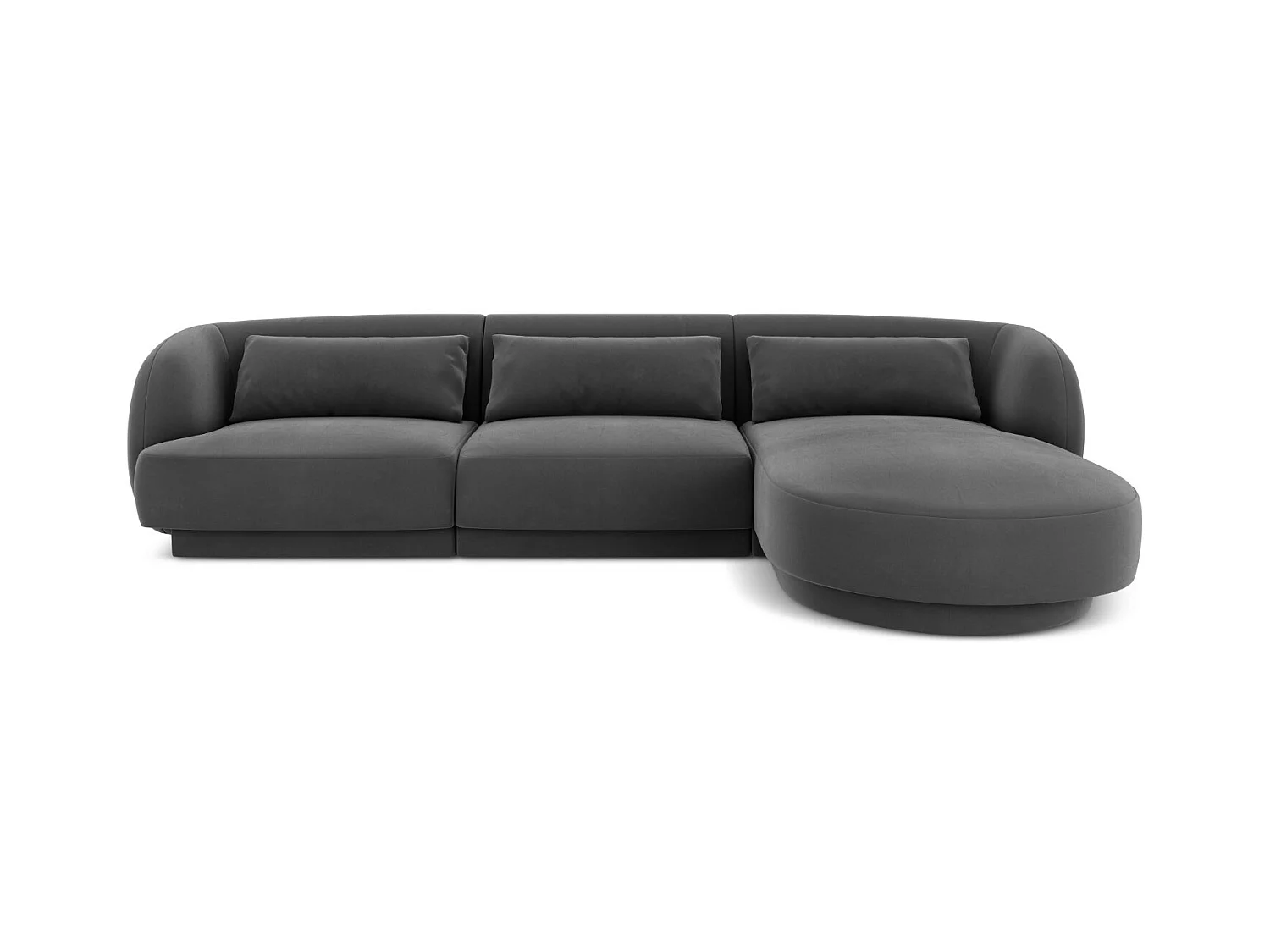 Cosmopolitan Design - Sofá de canto direito "Tulum" 4 lugares em veludo cinza - 255x156x70cm