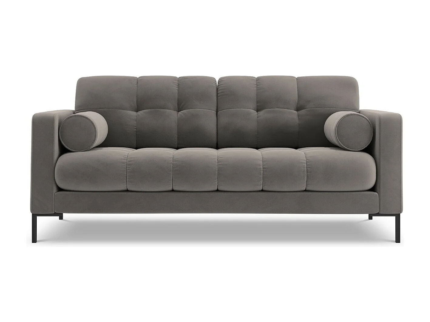 Cosmopolitan Design - 2-Sitzer Sofa "Bali" aus Samt hellgrau - 152x92x75cm