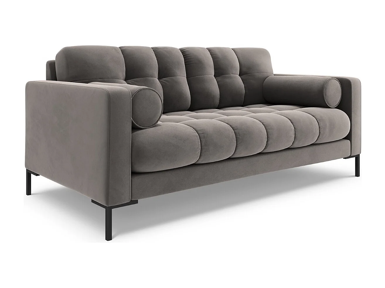 Cosmopolitan Design - 2-Sitzer Sofa "Bali" aus Samt hellgrau - 152x92x75cm