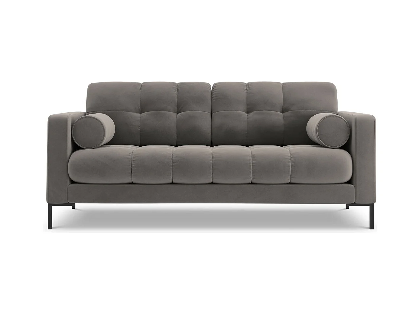 Cosmopolitan Design - Canapé "Bali" 2 places en velours gris clair - 152x92x75cm