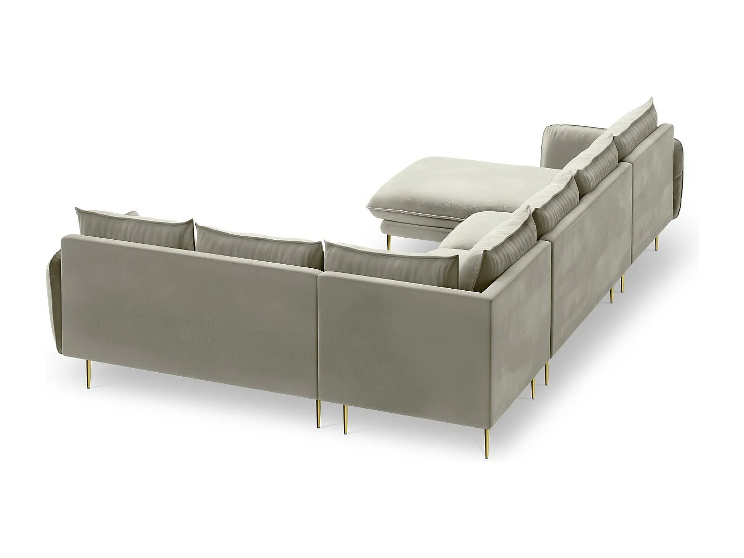 Cosmopolitan Design - 7-Sitzer Panoramasofa rechts "Vienna" aus Samt beige - 330x235x95cm