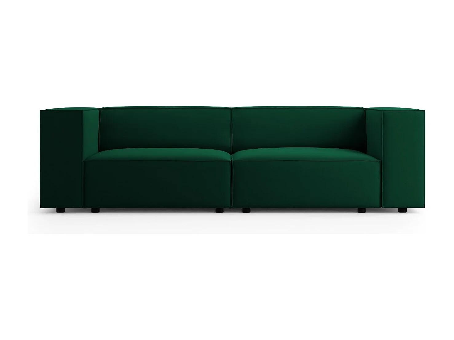 Cosmopolitan Design - Sofá "Arendal" 3 plazas de terciopelo verde botella - 204x102x70cm