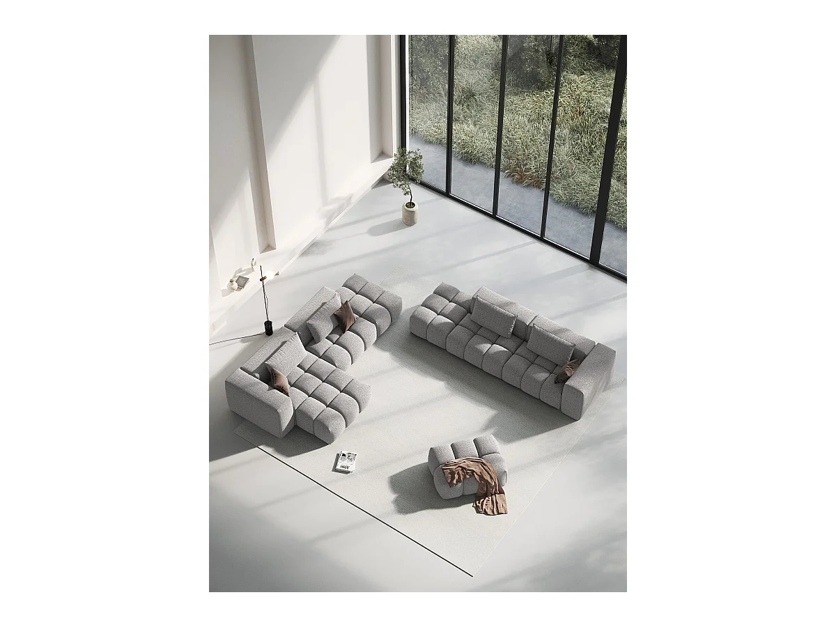 CXL by Christian Lacroix - Canapé modulable gauche "Lorella" 3 places en tissu structurel beige foncé - 265x85x70cm