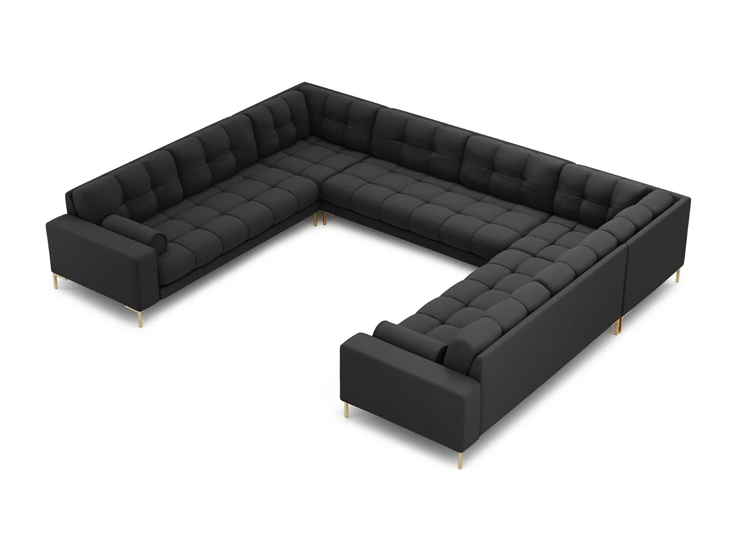 Cosmopolitan Design - Sofa panoramiczna, "Bali" 9 miejsc tkanina strukturalna, szary ciemny - 327x256x75cm