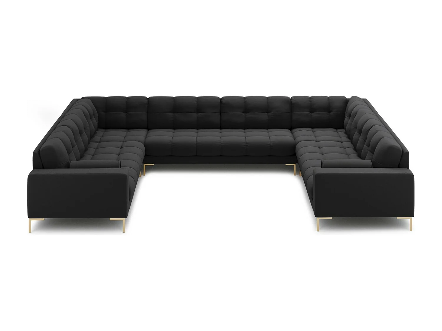 Cosmopolitan Design - Sofa panoramiczna, "Bali" 9 miejsc tkanina strukturalna, szary ciemny - 327x256x75cm