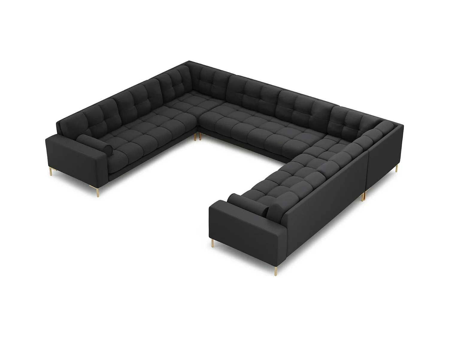 Cosmopolitan Design - Panoramische bank "Bali" 9 zitplaatsen, Structurele stof, Donkergrijs - 327x256x75cm