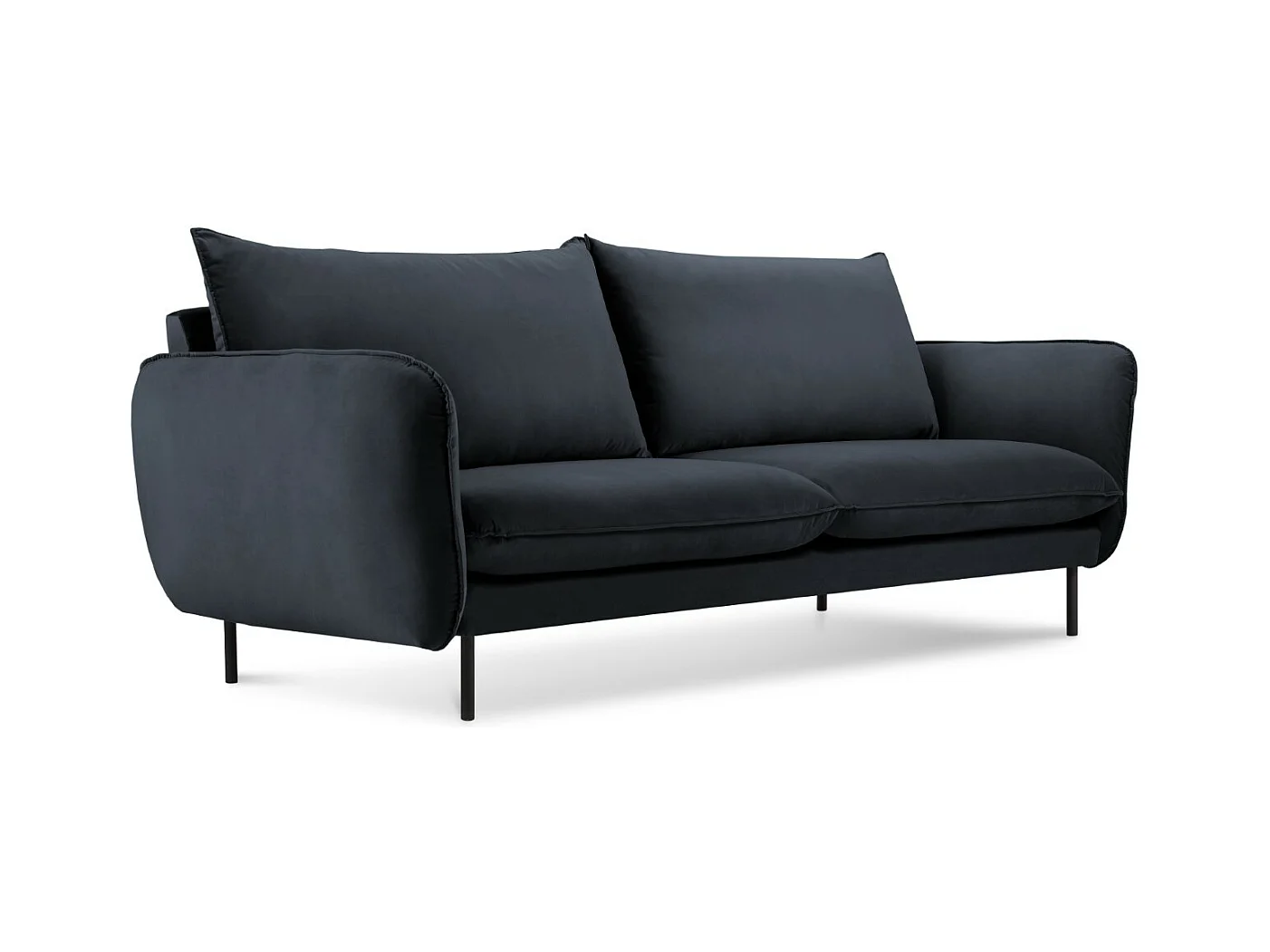 Cosmopolitan Design - Canapé "Vienna" 2 places en velours bleu foncé - 160x92x95cm