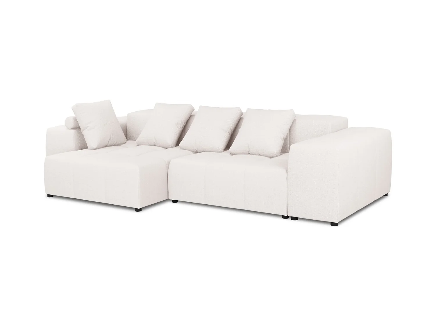 Cosmopolitan Design - Symmetrische modulaire hoekbank "Rome" 4 zitplaatsen, Structurele stof, Wit - 320x160x75cm