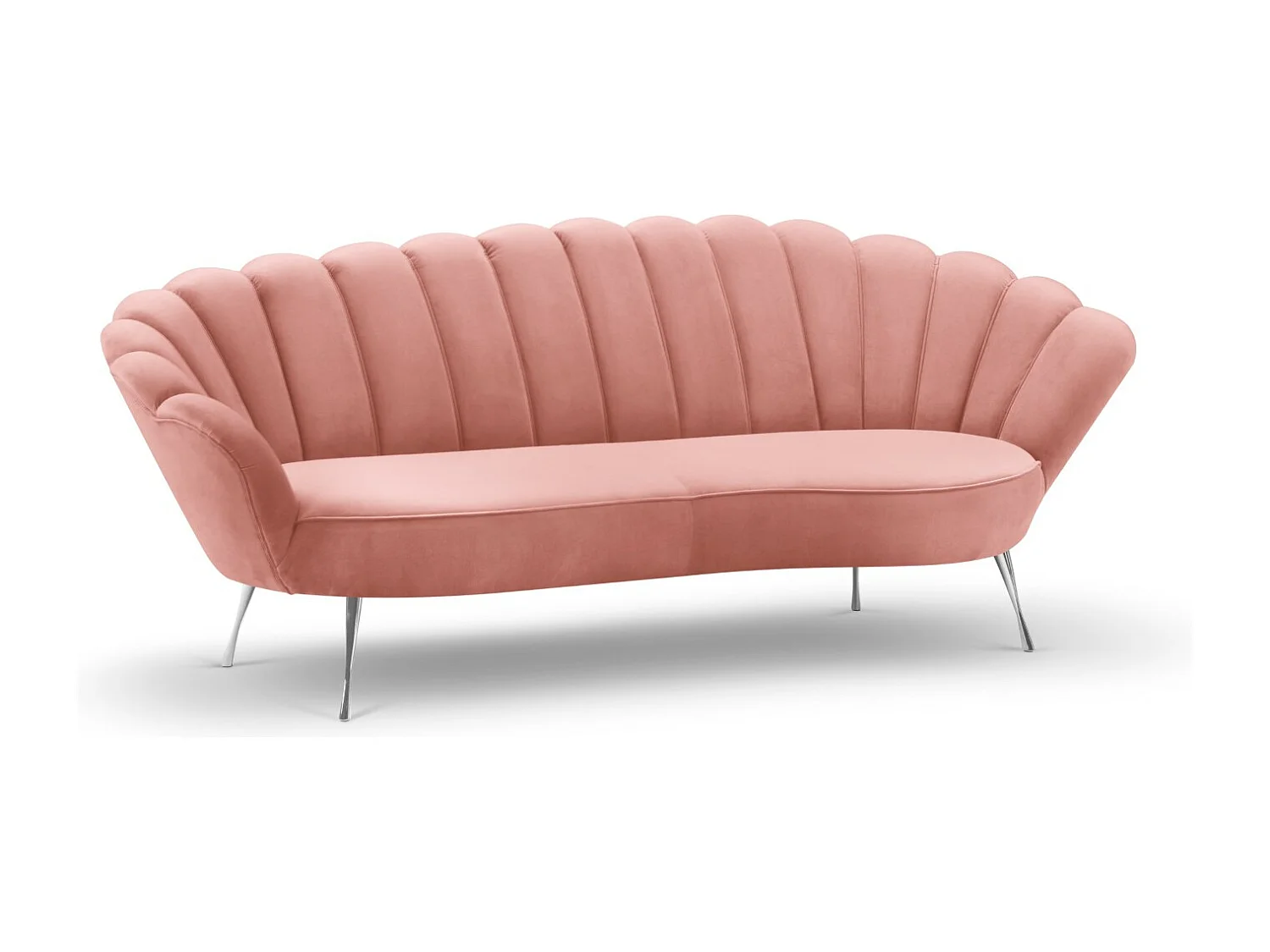 Cosmopolitan Design - Divano "Kingston" 3 posti in velluto rosa - 224x95x85cm