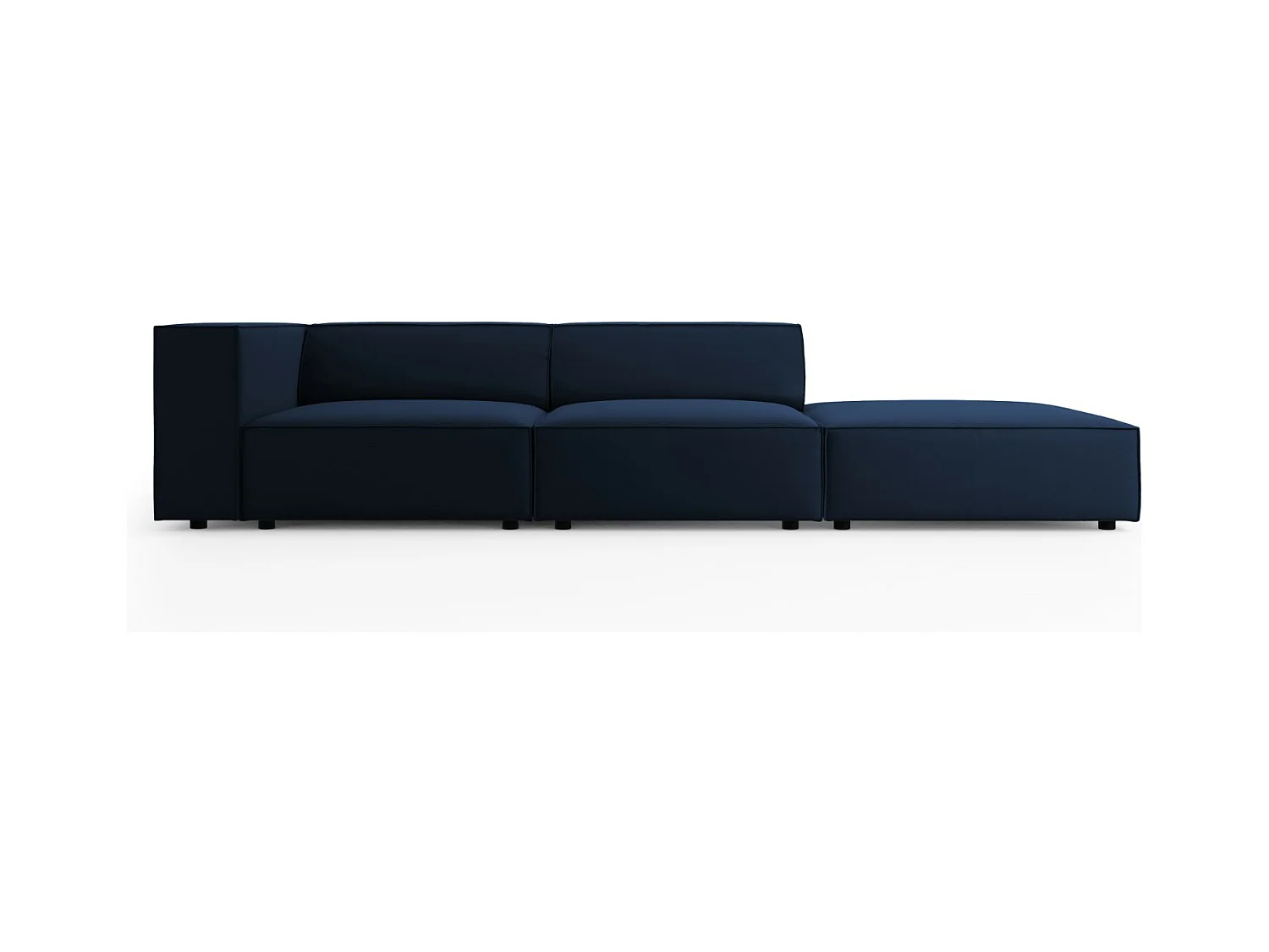 Cosmopolitan Design - Rechte bank "Arendal" 4 zitplaatsen, Flueel, Koningsblauw - 262x102x70cm