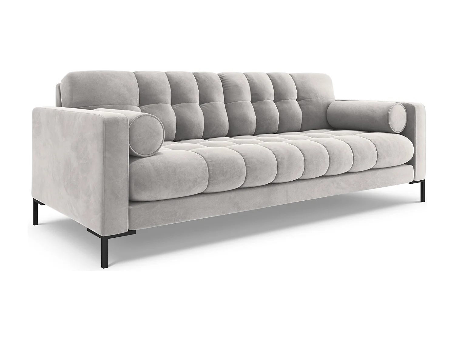 Cosmopolitan Design - Divano "Bali" 4 posti in velluto argento - 217x92x75cm