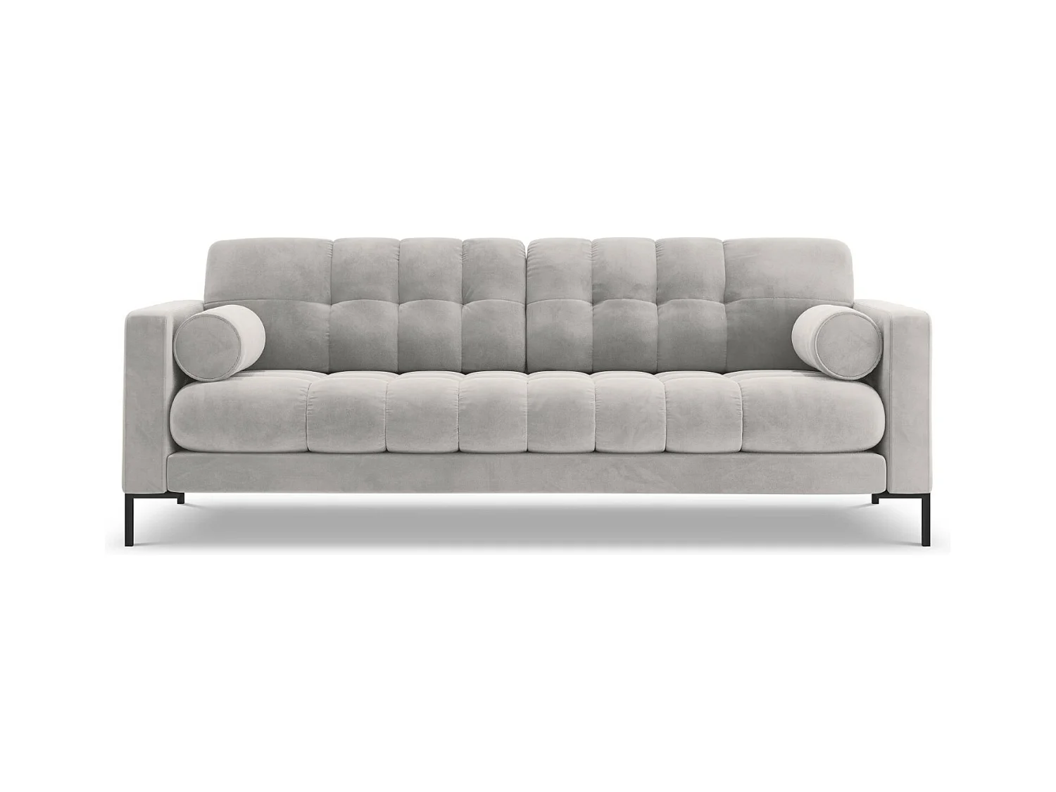 Cosmopolitan Design - Canapé "Bali" 4 places en velours argent - 217x92x75cm