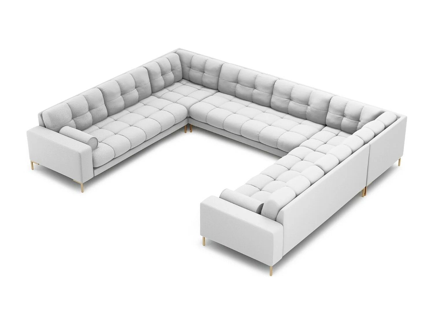 Cosmopolitan Design - Sofá panorámico "Bali" 9 plazas de tejido estructural gris claro - 327x256x75cm