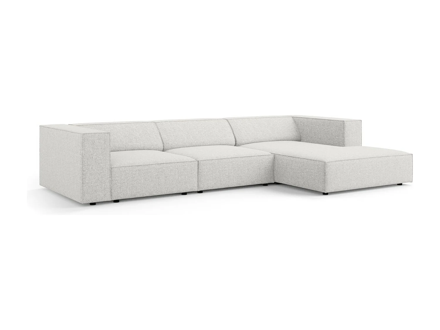 Cosmopolitan Design - Rechter hoekbank "Arendal" 4 zitplaatsen, Chenille, Lichtgrijs - 284x166x70cm