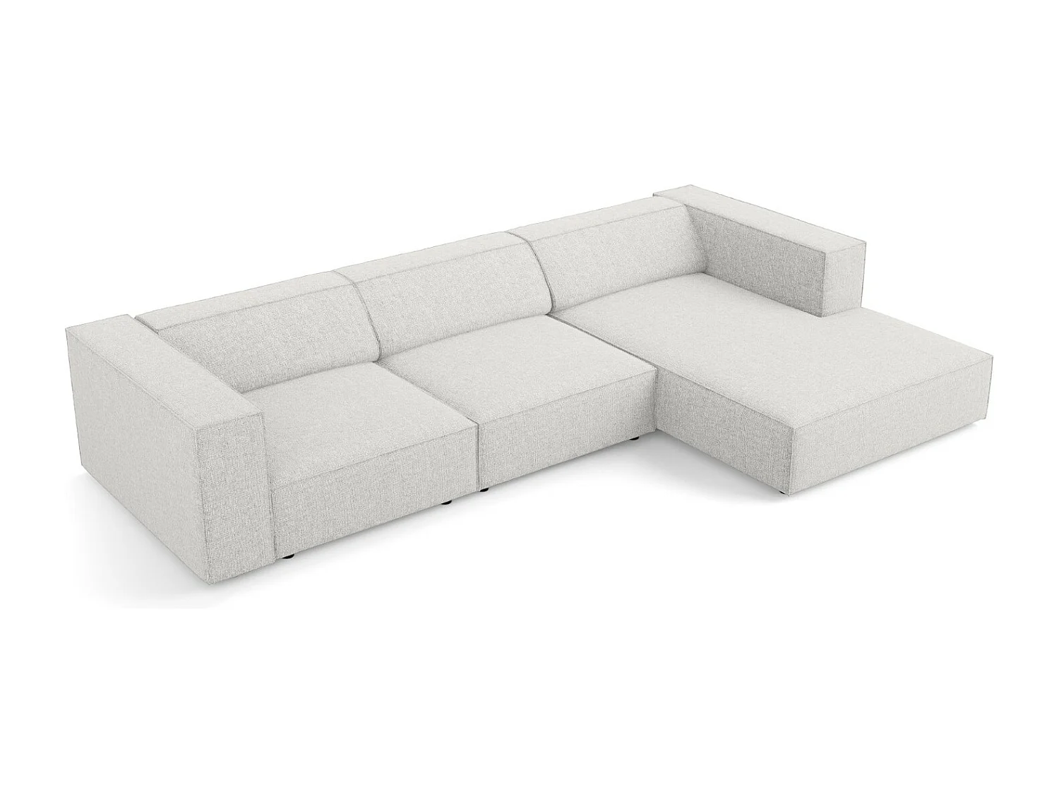 Cosmopolitan Design - Rechter hoekbank "Arendal" 4 zitplaatsen, Chenille, Lichtgrijs - 284x166x70cm