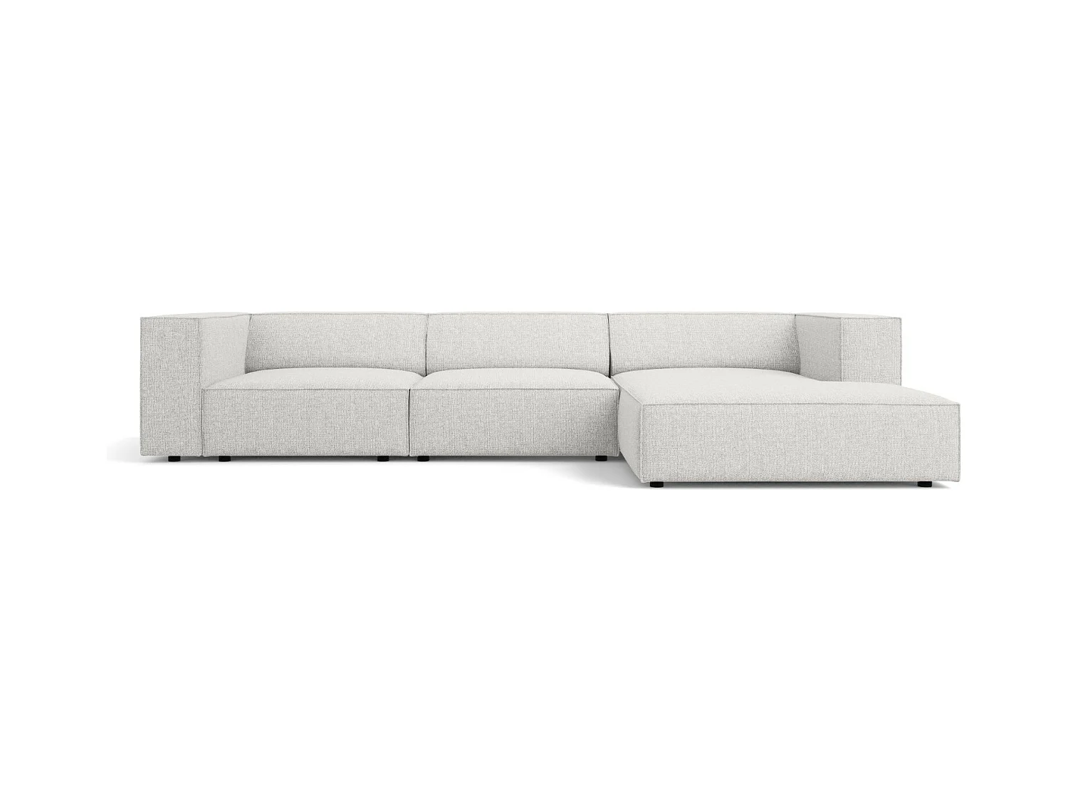 Cosmopolitan Design - Canapé d'angle droit "Arendal" 4 places en chenille gris clair - 284x166x70cm