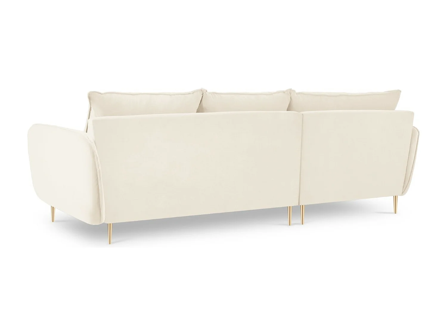 Cosmopolitan Design - Linker hoekbank "Vienna" 5 zitplaatsen, Flueel, Lichtbeige - 255x170x95cm
