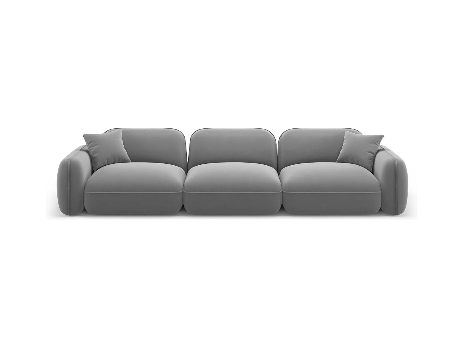 CXL by Christian Lacroix - Modulaire bank "Lucien" 4 zitplaatsen, Flueel, Lichtgrijs - 320x90x70cm